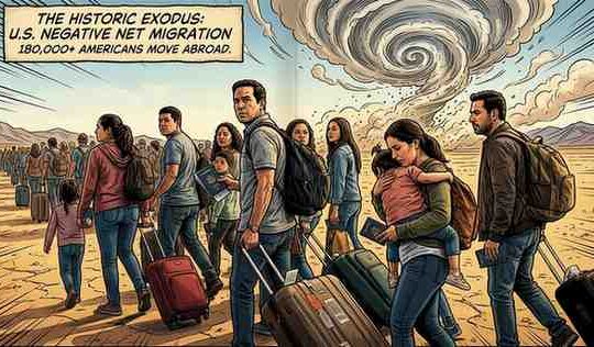 Historic Exodus 180,000+ Americans Move Abroad as U.S. Records Negative Net Migration