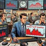 Understand this title- "Dalal Street Braces for Volatility as Global Tariff Fears and FII Outflows Dominate Trading Sessions" and create a thumbnail image for the same without text, but with the understanding of the title