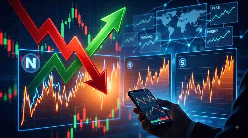 Nifty and Sensex Show Volatility Amid Global Market Trends